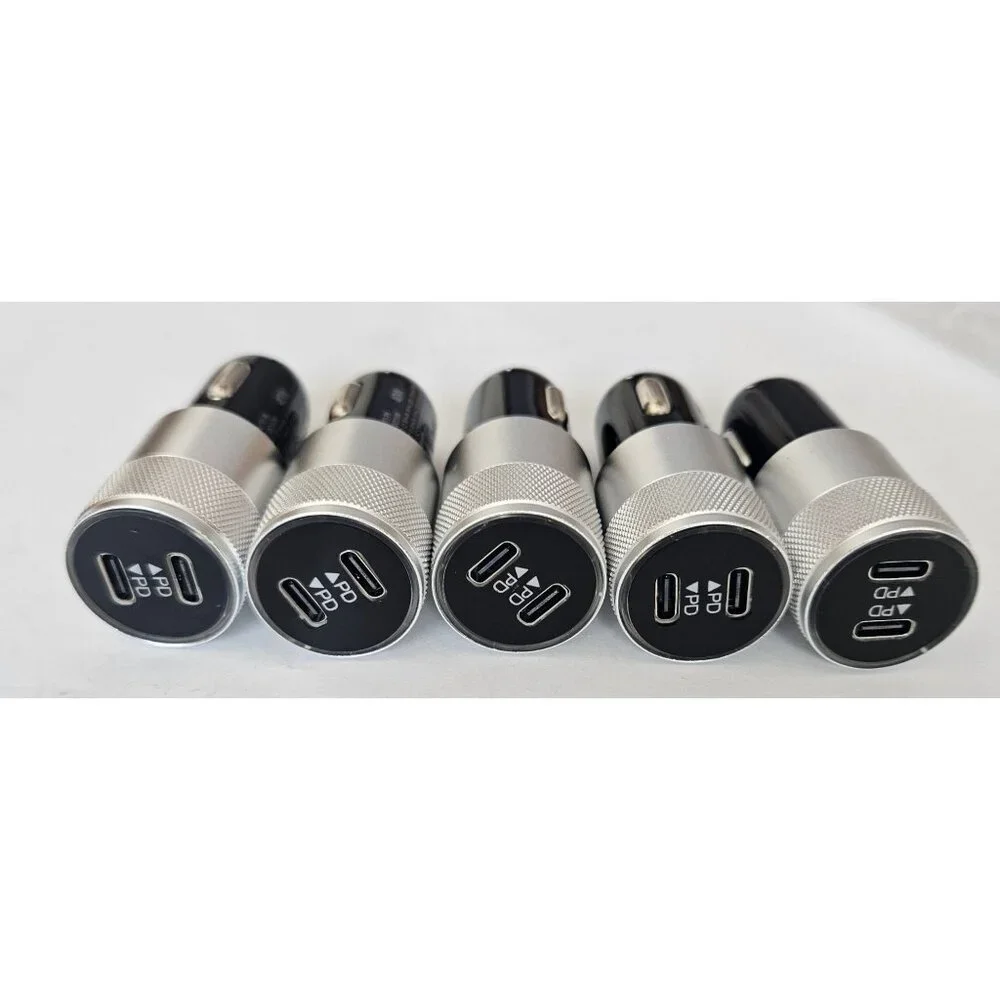 5 Pc 40W Dual PD Car Charger Adapter Fast Charging Type USB C Quick Charger